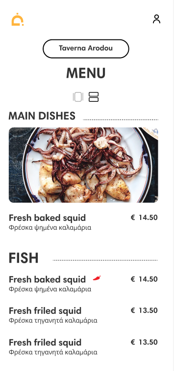 Dish menu app
